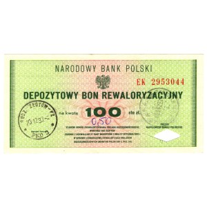 Depozytowy Bon Rewaloryzacyjny, 100 Złotych, seria EK