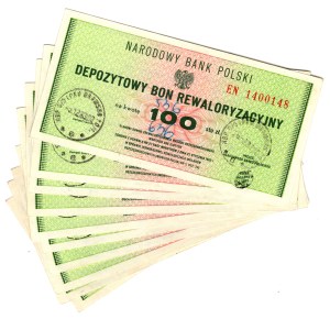Deposit Revaluation Voucher, 100 Gold, EN series - set of 10 pieces