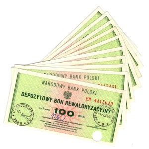 Depozytowy Bon Rewaloryzacyjny, 100 Złotych, seria EM - zestaw 10 sztuk