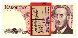 Bank parcel (100 pcs.) 100 zloty 1986, TB series - transitional series