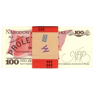Paczka bankowa (100 szt.) 100 złotych 1986, seria TB - seria przejściowa