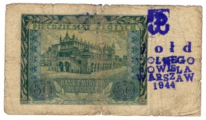50 Zlotys 1940, series D - overprint ŻOŁD WOLNEGO POWIŚLA WARSZAW 1944