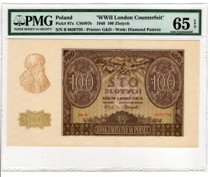 100 Zlotys 1940, series B - counterfeit ZWZ