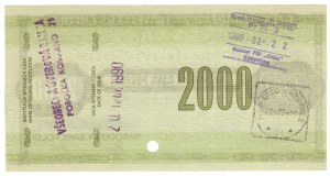 NBP travel cheque for 2,000 zlotys