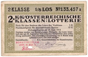 Lviv, 1/8 lottery ticket 1914 - ROHATYN AND ULAM