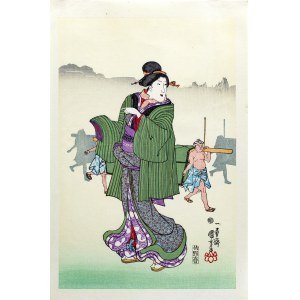 Utagawa Kuniyoshi (1798 - 1861), Poranna mgła w Komagata 3, wyd. Nagoya Times, Japonia, II poł. XX w.