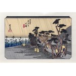 Utagawa Hiroshige (1797 - 1858), Rain on Oiso, from the series: Fifty-three Stations on the Tōkaidō Road, Japan, 2nd half of the 20th century.