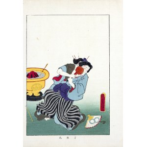 Shimizu Seifu (1851-1913), Japanese kubi type folk dolls, from the series: Unai-no Tomo, published by Unsodo, Kyoto/Japan, 1911.