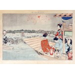 Matsutani (1870-1965, also known as Matsutani Shoun or Yamamoto Shoun), Osaka Summer Festival, from "Fuzoku Gaho," published by Yumani Shobo (Toyodo) Tokyo, Japan circa 1900.