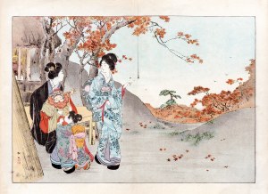 Matsutani (1870-1965, noto anche come Matsutani Shoun o Yamamoto Shoun), Passeggiata autunnale con bambini, da 