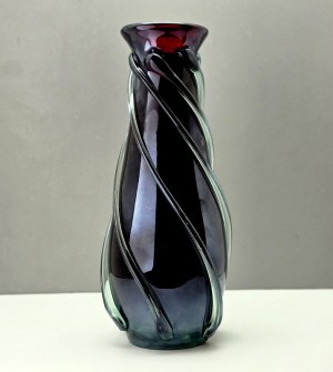 Ruby braided vase - J. Kralik - 1930s