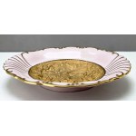 Decorative pink porcelain platter with gold relief - H&C Chodov factory - Czechoslovakia 1970s
