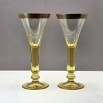 A pair of Bohemia M. Dworoková 24 K gold crystal champagne goblets