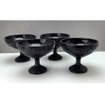 Hyalite glass - ice cream goblets - Ząbkowice glassworks 1970s
