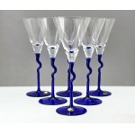 Set of crystal martini cups on a cobalt leg - Czech Republic