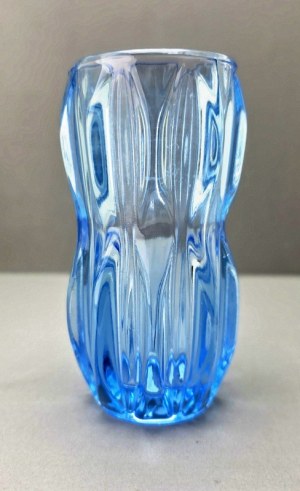 Niebieski szklany wazon - Huta Rosice Union Glass - proj. Jan Szchmidt - Czechosłowacja lata 50-te