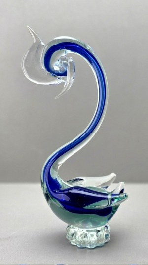 Dekorativní skleněná figurka labutě - Murano - 60. léta 20. století