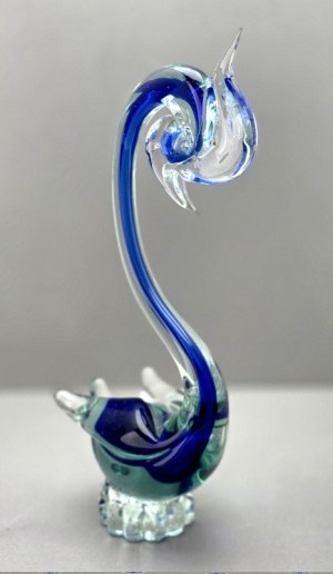 Dekorativní skleněná figurka labutě - Murano - 60. léta 20. století