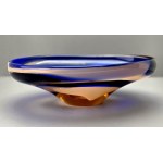 Glass platter designed by J. Beranek , Skrdlovice glassworks - Czechoslovakia 1960s