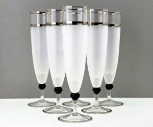 Set of six crystal champagne glasses - Bohemia