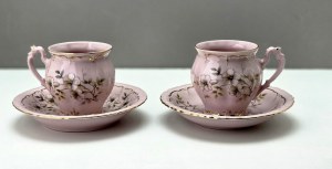 Para filżanek do mokki - różowa porcelana - tête-à-tête lata 70te