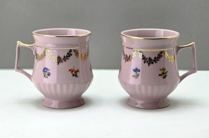A pair of pink porcelain mugs by Thun - 1990s
