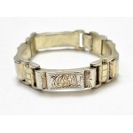 Art Deco style silver bracelet with handmade floral engraving [ silver ].