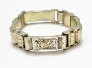 Stříbrný náramek ve stylu art deco s ručně vyrobenou květinovou rytinou [ stříbro ].