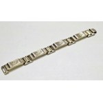 Art Deco style silver bracelet with handmade floral engraving [ silver ].
