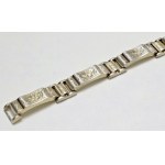 Srebrna bransoletka w stylu Art Deco z ręcznie wykonanym roślinnym grawerem [ srebro ]
