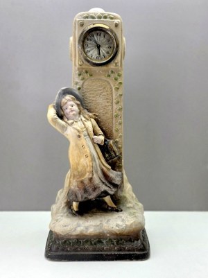 Secesyjny figuralny zegar kominkowy August Otto, Johann Maresch 1900