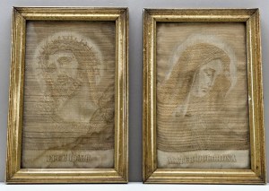 Pictures on silk - Christ and Mary - 1920s [ jacquard].
