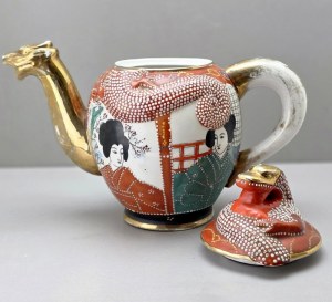 Satsuma Kutani - Dzbanek do herbaty ręcznie malowany Japonia początek XX wieku