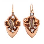 Earrings with leaf motif, first half of 19th century, Biedermeier
