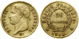 Francie, 20 franků, 1814 A, Paříž