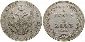 Polska, 3/4 rubla = 5 złotych, 1838 MW, Warszawa