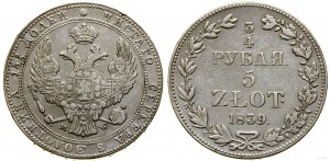 Polska, 3/4 rubla = 5 złotych, 1839 MW, Warszawa