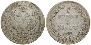 Polska, 3/4 rubla = 5 złotych, 1840 MW, Warszawa