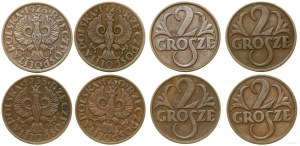 Poland, set: 4 x 2 pennies, 2 x 1928, 1930, 1935, Warsaw.