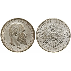 Niemcy, 5 marek, 1907 F, Stuttgart