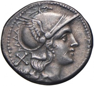 Anonymous - Denarius (after 211 B.C.) Head of Rome at d....