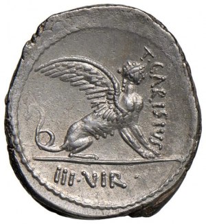 Carisia - T. Carisius - Denarius (46 B.C.) Head of the S...