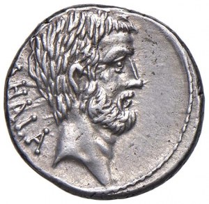Junia - M. Junius Brutus - Denarius (54 B.C.) Head of L...