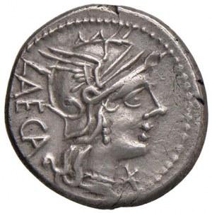 Porcia - M. Porcius Laeca - Denarius (125 B.C.) Head of...