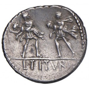 Tituria - L. Titurius - Denario (89 a.C.) Testa di Tazi...