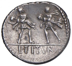 Tituria - L. Titurius - Denarius (89 B.C.) Head of Tazi...