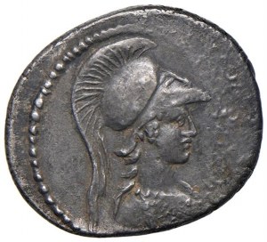 Vibia - C. Vibius Varus - Denarius (42 B.C.) Bust elmat...