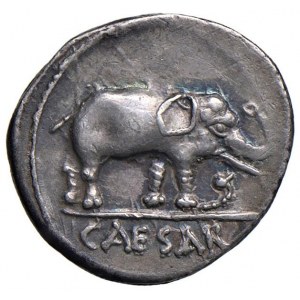 Cesare (+ 44 a.C.) Denario (49-48 a.C.) Elefante andant...