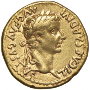 Tiberio (14-37) Aureo - Testa laureata a destra - R/ Li...