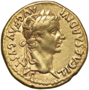 Tiberius (14-37) Aureus - Laureate head right - R/ Li...